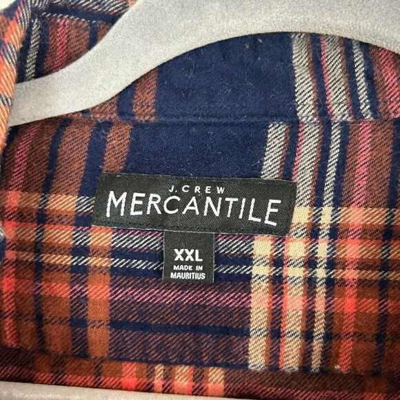 J. CREW Plaid Flannel Shirt Blue Orange Size XXL GUC N438 - Picture 3 of 5